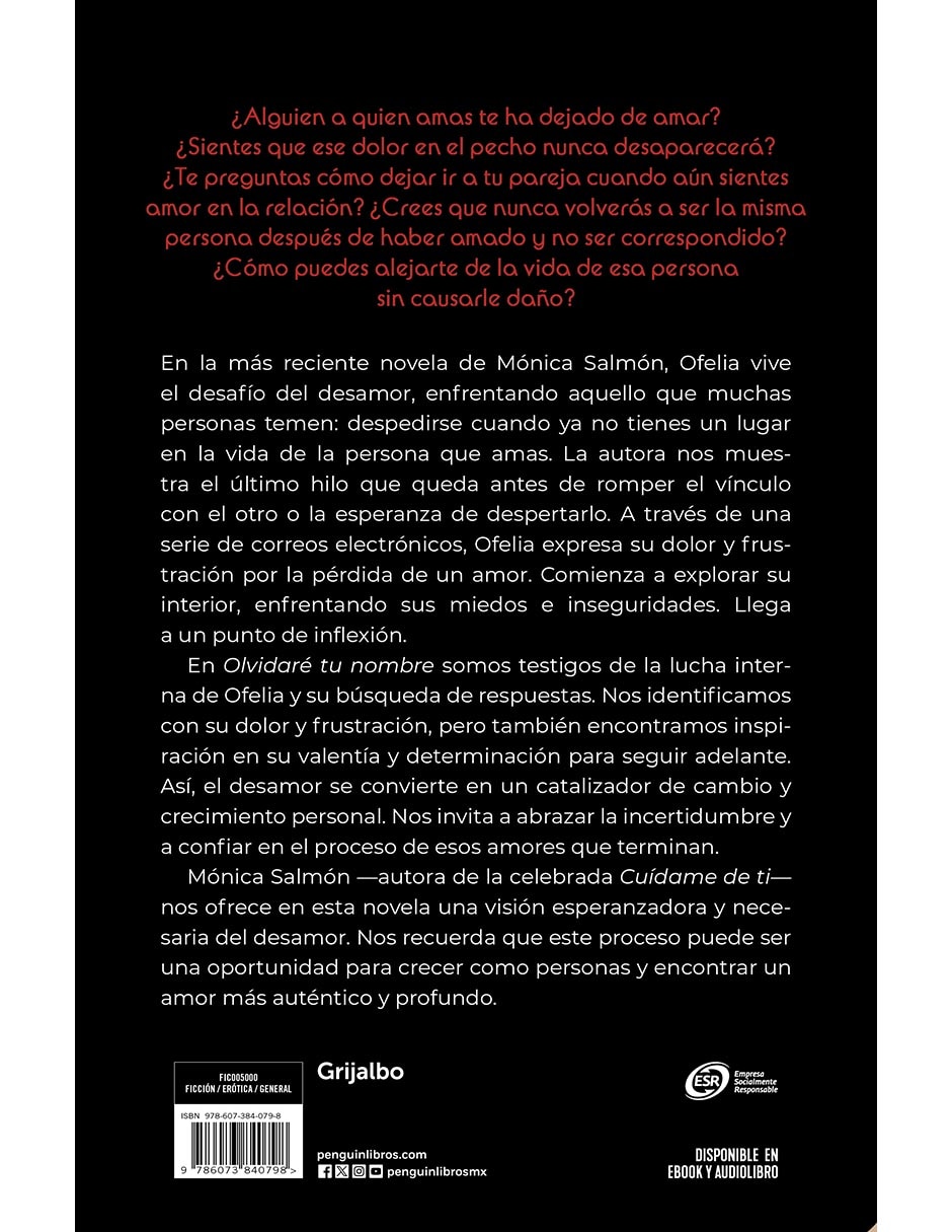 Libro Olvidaré tu Nombre de Mónica Salmón 2