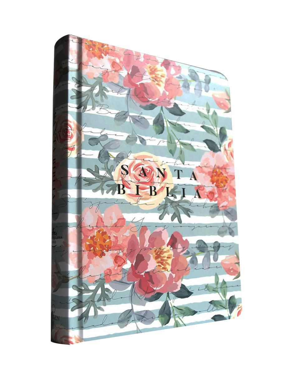 Libro Biblia RVR 1960 letra grande, manual, tapa dura Cantar de Cantares flores rosadas de Reina Valera 3