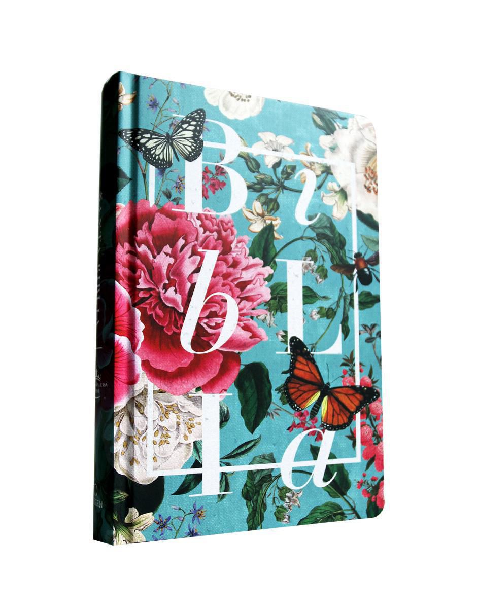 Libro Biblia RVR 1960 letra grande, manual, tapa dura jardín de flores de Reina Valera 3