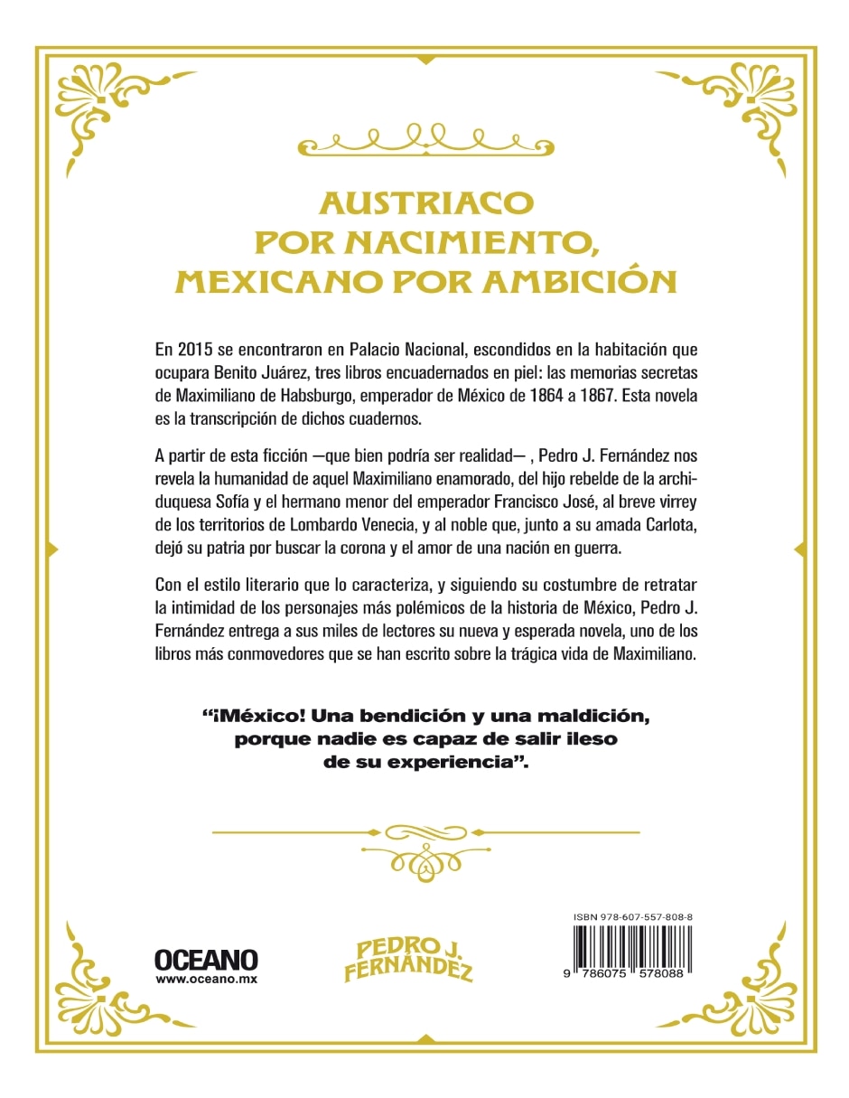 Libro Maximiliano: Memorias Secretas del Emperador Mexicano de Pedro J. Fernández 2