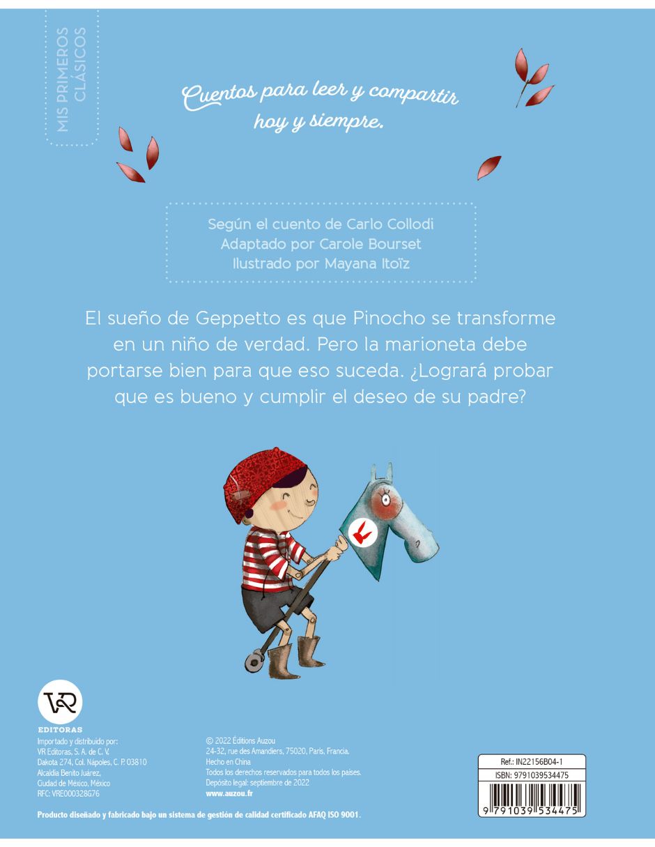Libro Pequeños Clásicos Pinocho de Mayana Itoiz 2