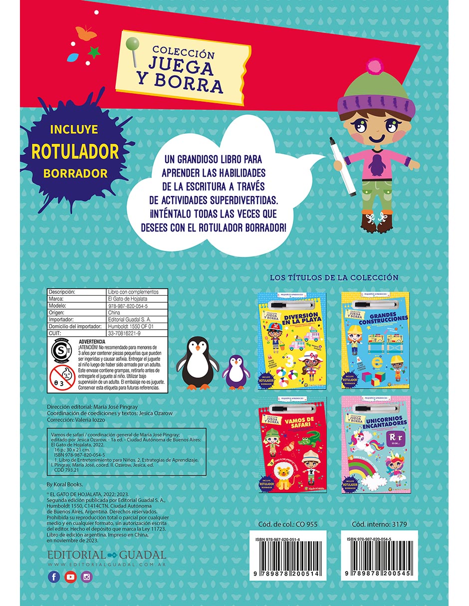 Libro Vamos de Safari (Juega y Borra) de Editorial Guadal 2