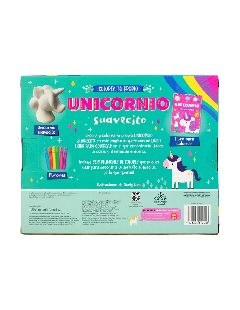 Libro Colorea tu propio: unicornio suavecito de Silver Dolphin