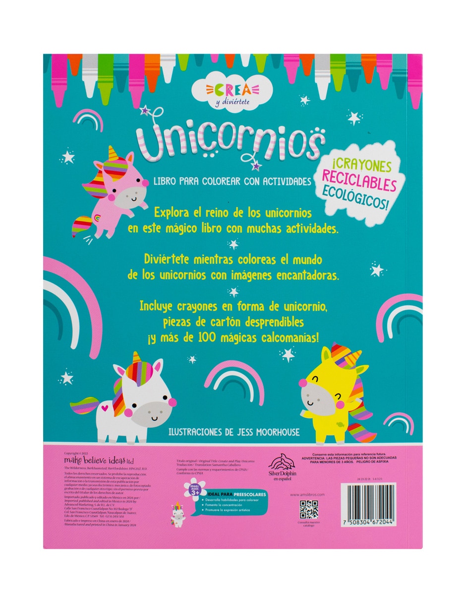 Libro Crea y diviértete: Unicornios de Silver Dolphin 2
