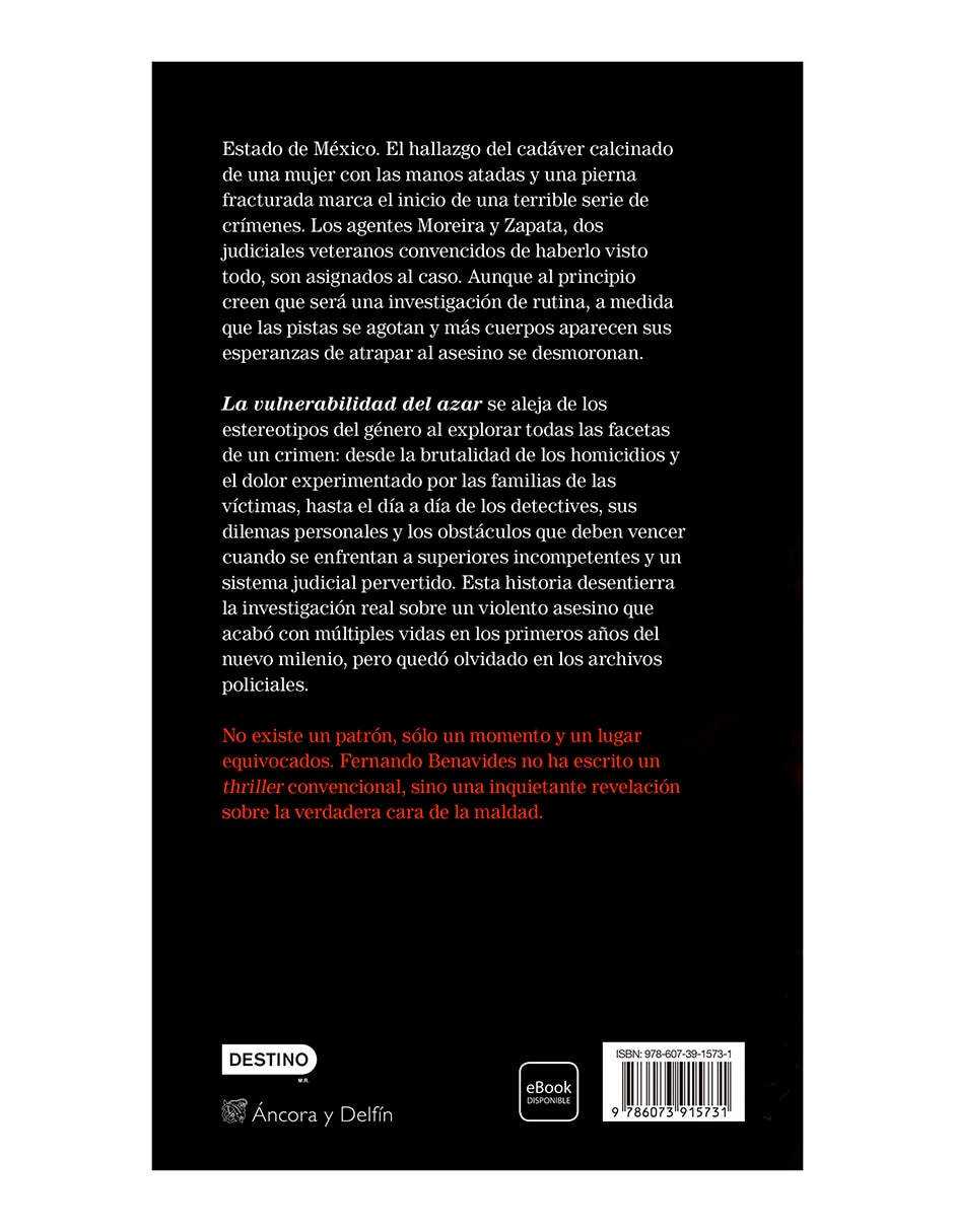 Libro La vulnerabilidad del azar de Fernando Benavides 2