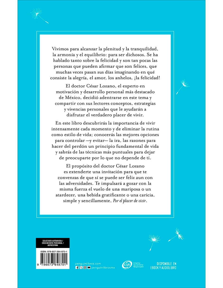 Libro Por El Placer de Vivir de César Lozano 2