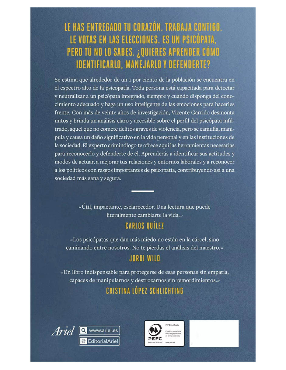 Libro El psicópata integrado en la familia, la empresa y la política de Vicente Garrido 2