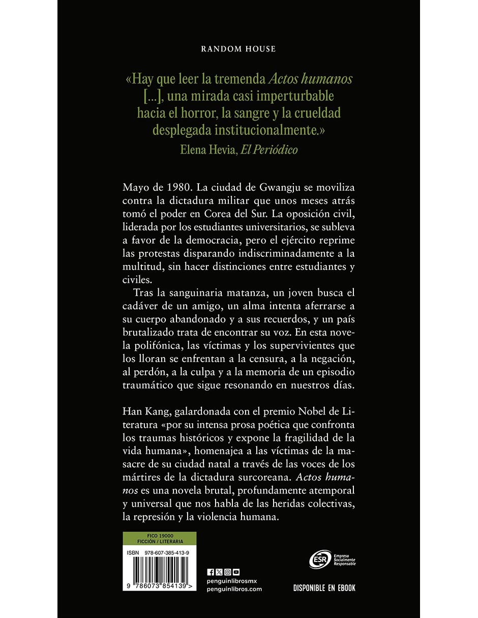 Libro Actos Humanos de Han Kang 2