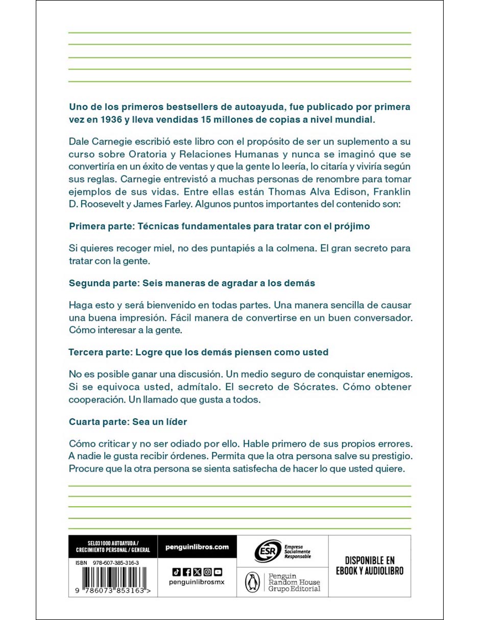 Libro Cómo Ganar Amigos E Influir Sobre las Personas de Dale Carnegie 2