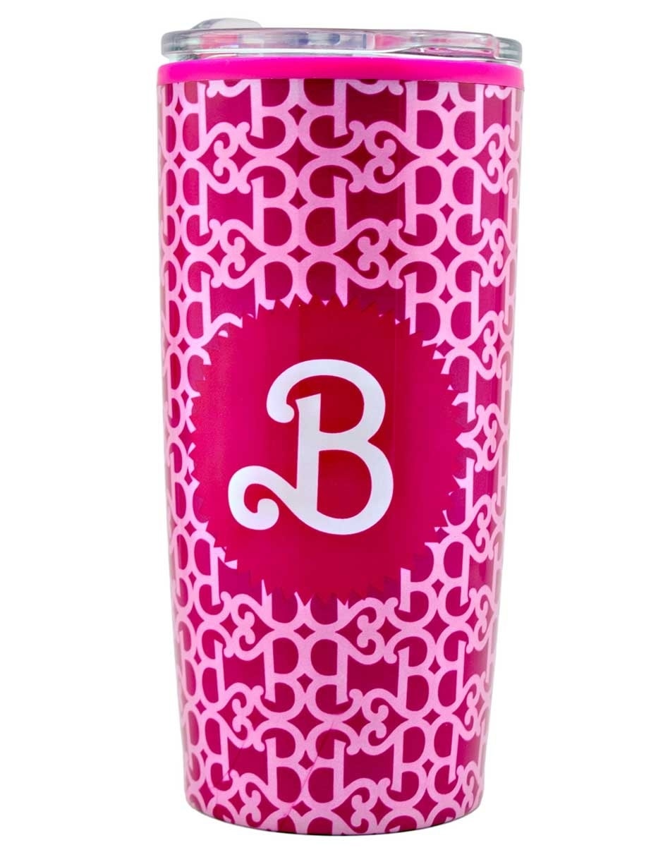 Termo de acero inoxidable Barbie con tapa a presión 450 ml