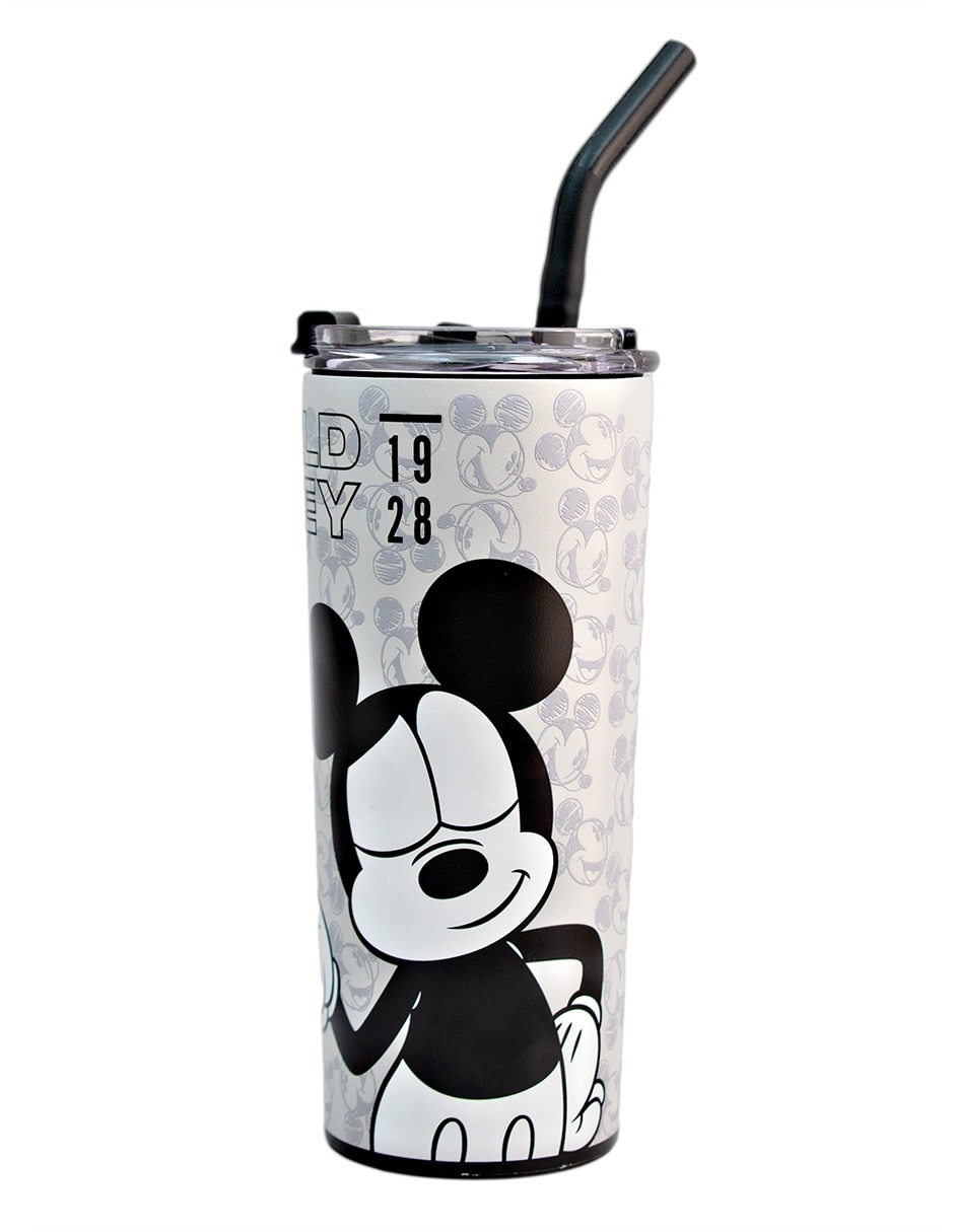 Termo de acero inoxidable Mickey con tapa a presión 600 ml