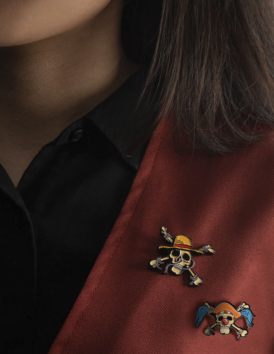 Set pin de acero Luffy & Buggy 4