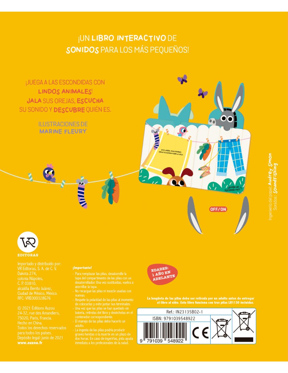 Libro Descubre sonidos divertidos ¿de quién son estas tiernas orejas? de Marine Fleury (Ilustradora) 4