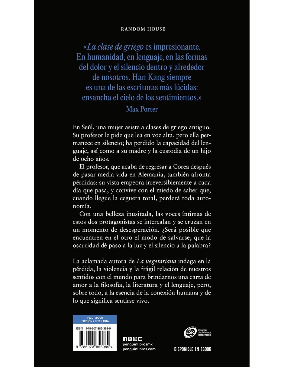 Libro La Clase De Griego de Han Kang 2