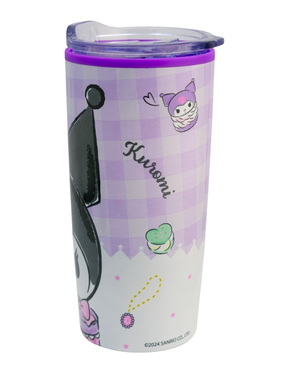 Termo de acero inoxidable Kuromi con tapa a presión 500 ml 3