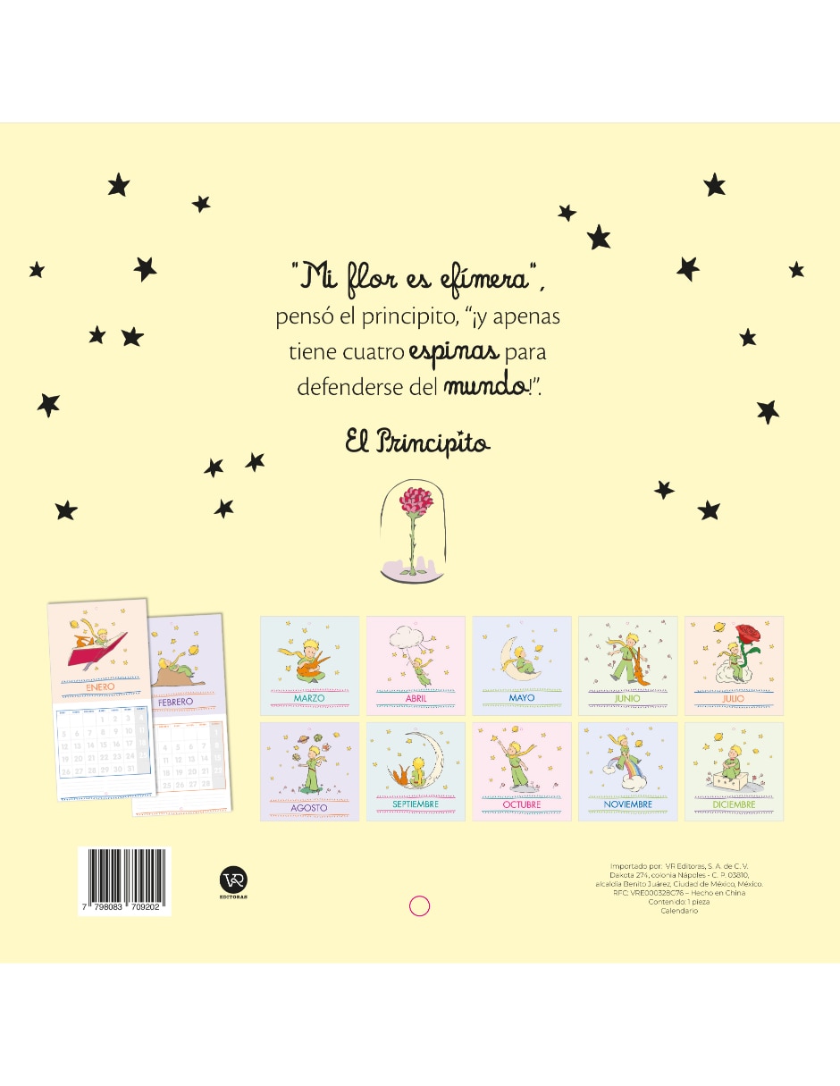 Calendario de pared El Principito Planeta