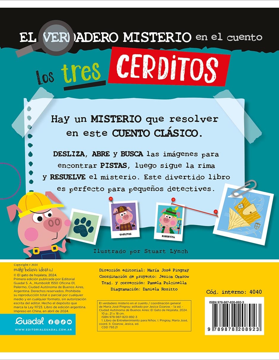Libro El verdadero misterio en el cuento los tres cerditos de Editorial Guadal 2