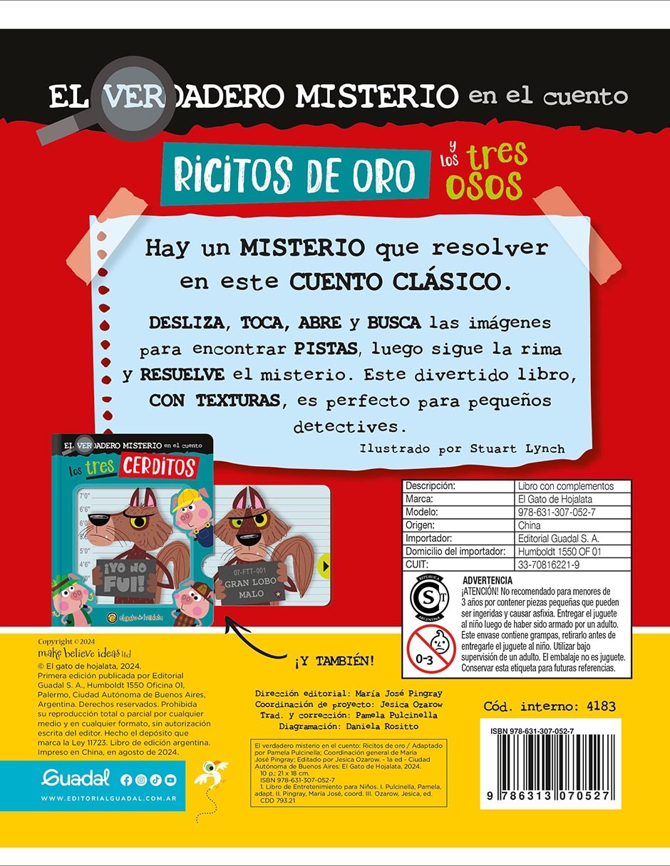 Libro El verdadero misterio en el cuento Ricitos de oro y los tres Osos de Editorial Guadal 2
