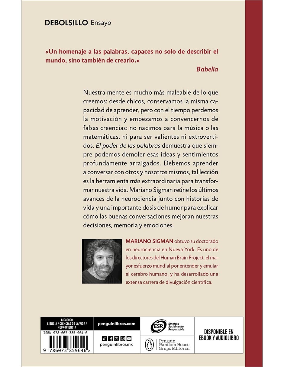 Libro El poder de las palabras: Cómo cambiar tu cerebro (y tu vida) conversando de Mariano Sigman 2