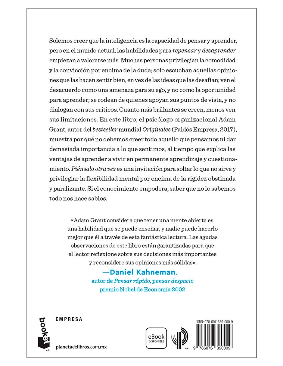 Libro Piénsalo otra vez de Adam Grant 2