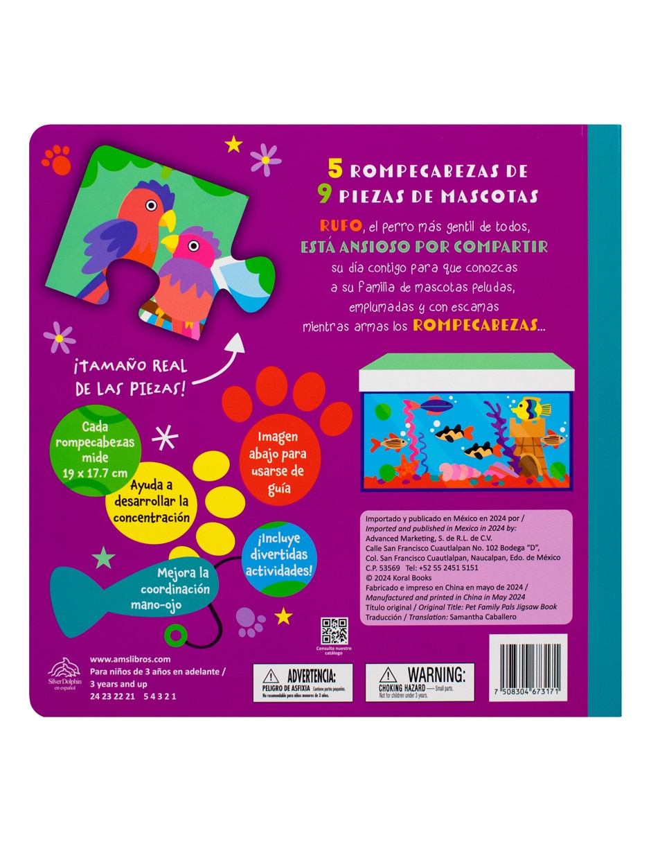 Libro de rompecabezas mascotas divertidas de Silver Dolphin 2
