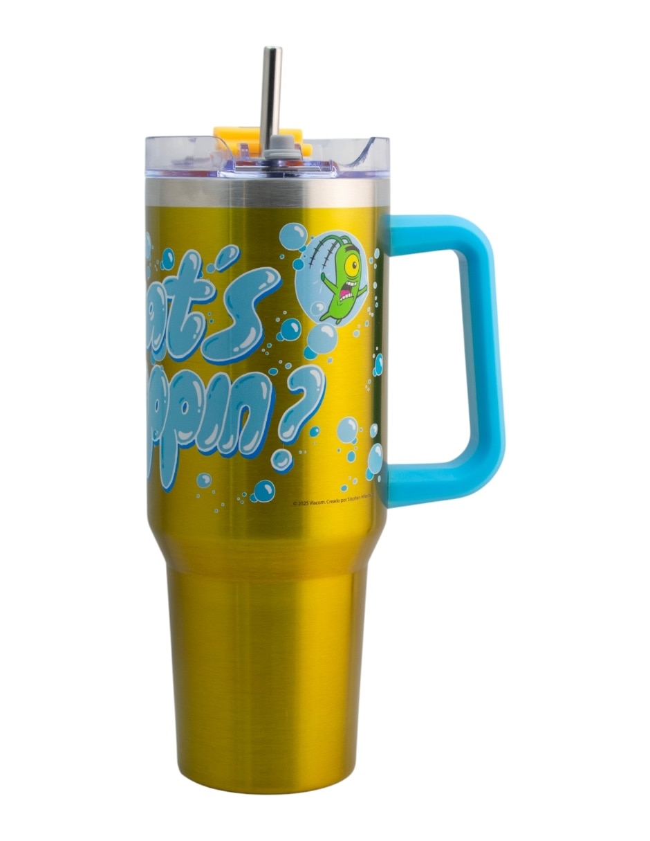 Termo de acero inoxidable Bob Esponja con tapa rosca 1.2 L