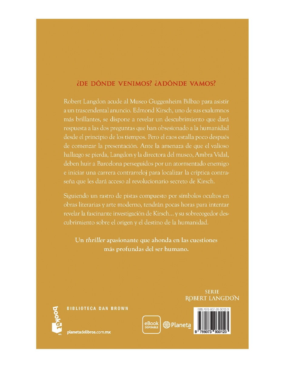 Libro Origen de Dan Brown 2