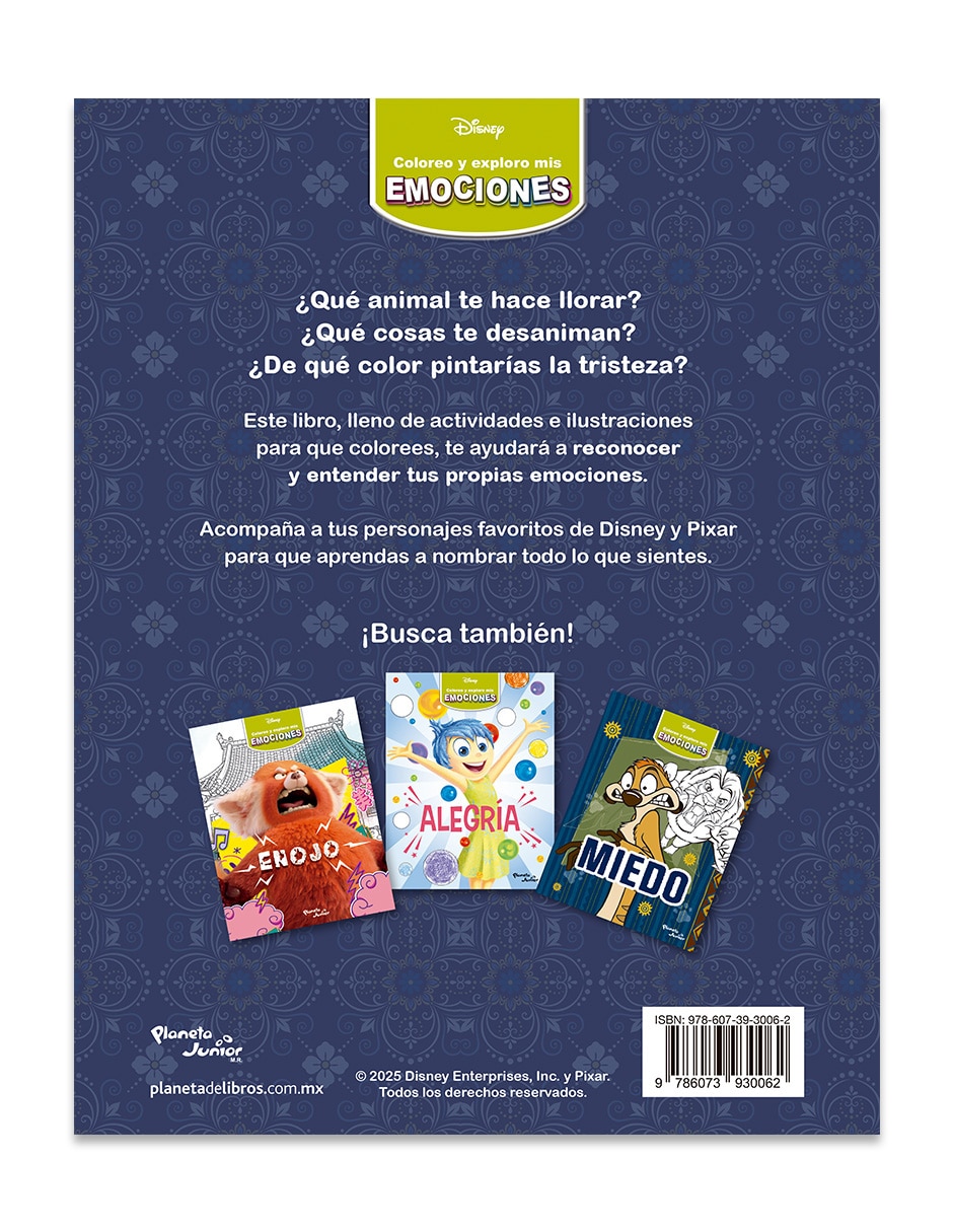 Libro Coloreo y exploro mis emociones Tristeza de Disney 2