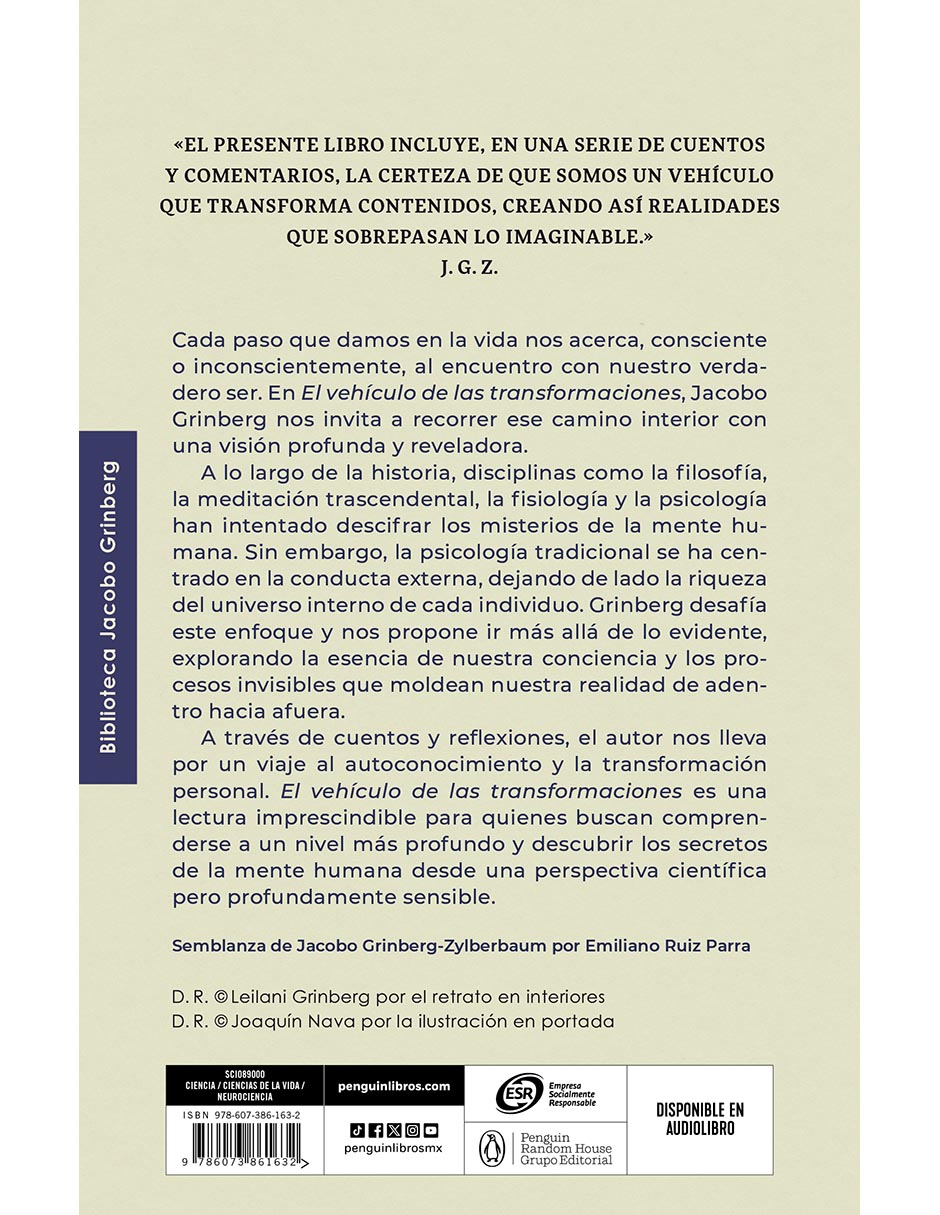 Libro El vehículo De Las Transformaciones de Jacobo Grinberg-Zylberbaum 2