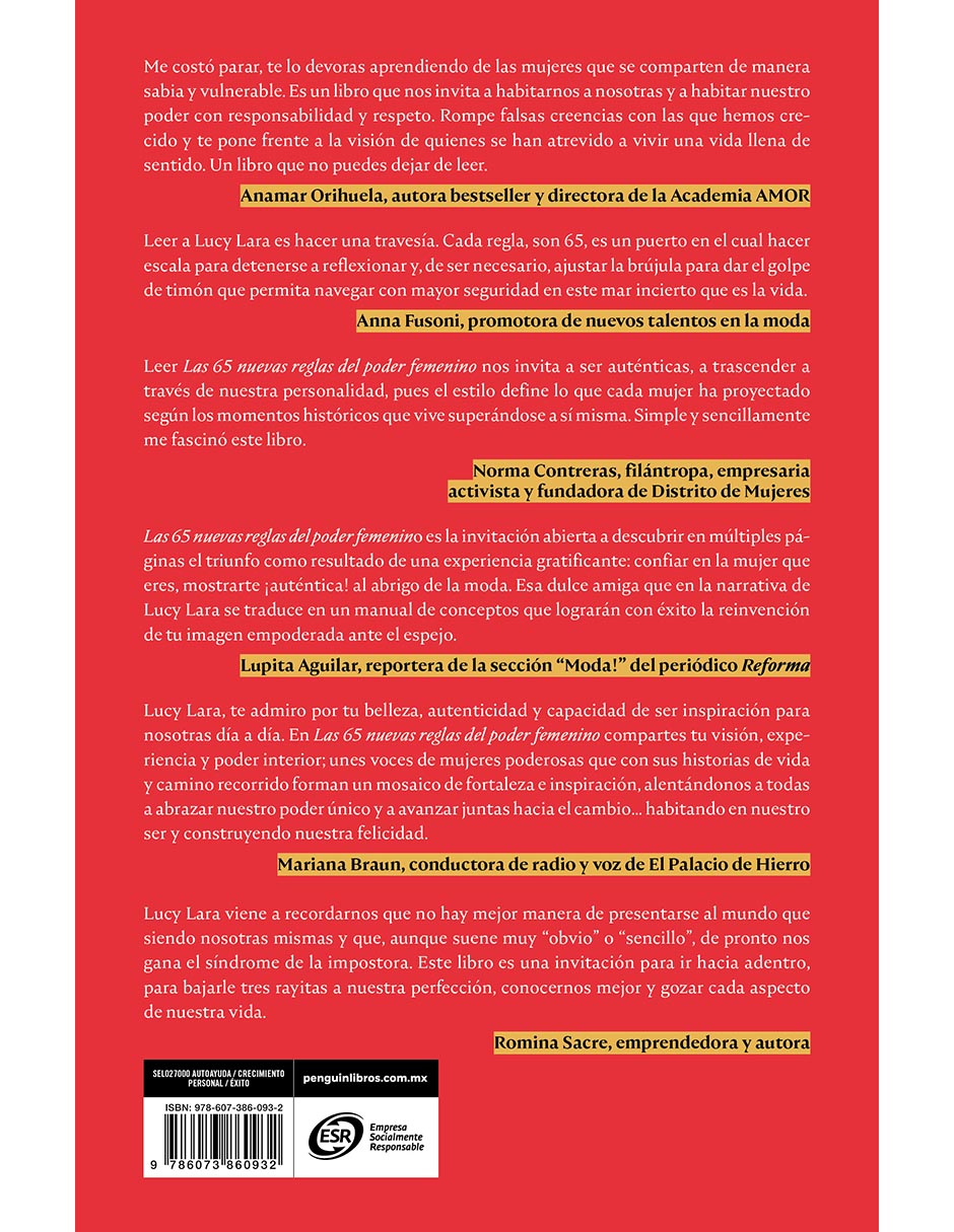 Libro LAS 65 NUEVAS REGLAS DEL PODER FEMENINO de LUCY LARA 2