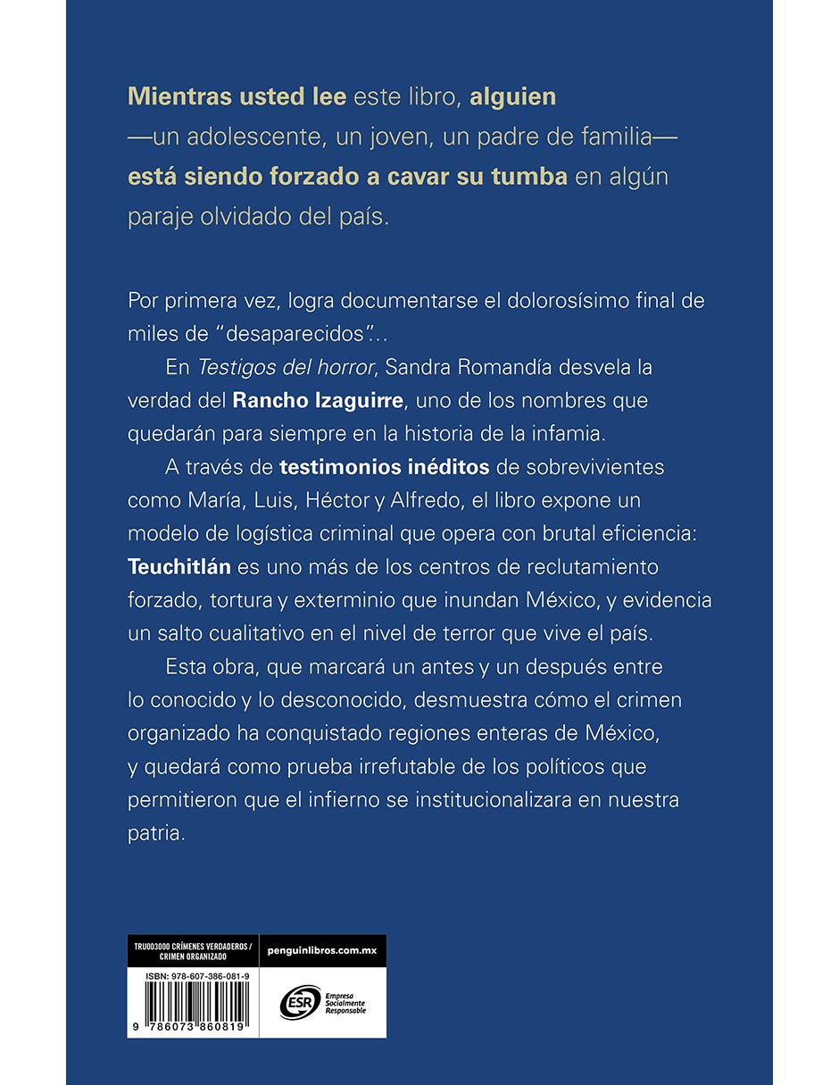 Libro TESTIGOS DEL HORROR de SANDRA ROMANDÍA 2