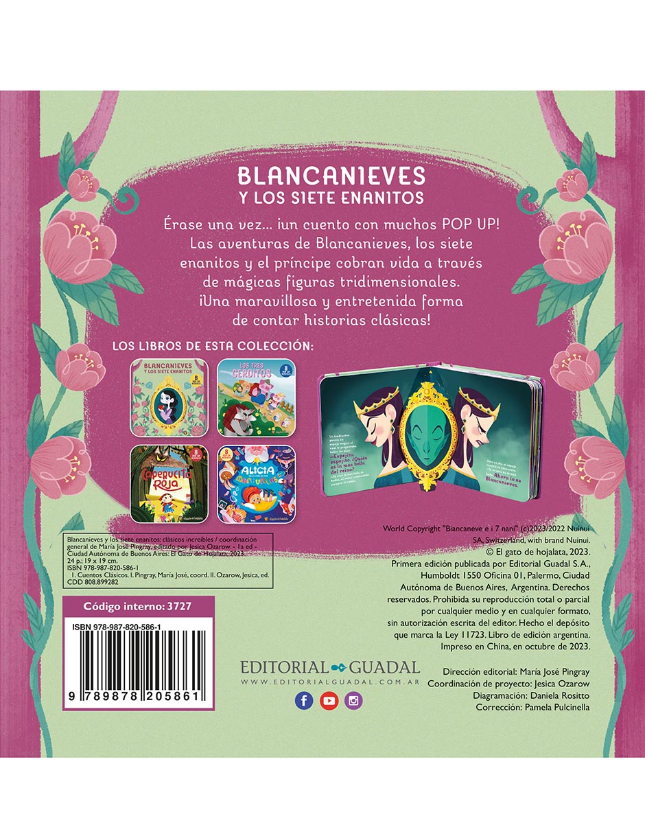 Libro Pops Ups Clásicos Increíbles: Blancanieves Y Los Siete Enanitos de Editorial Guadal 2