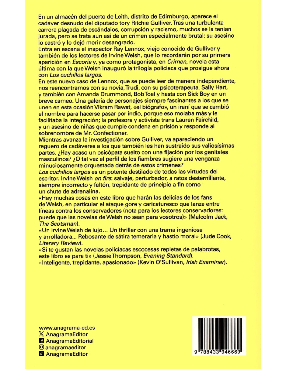 Libro Los Cuchillos Largos de Irvine Welsh 2
