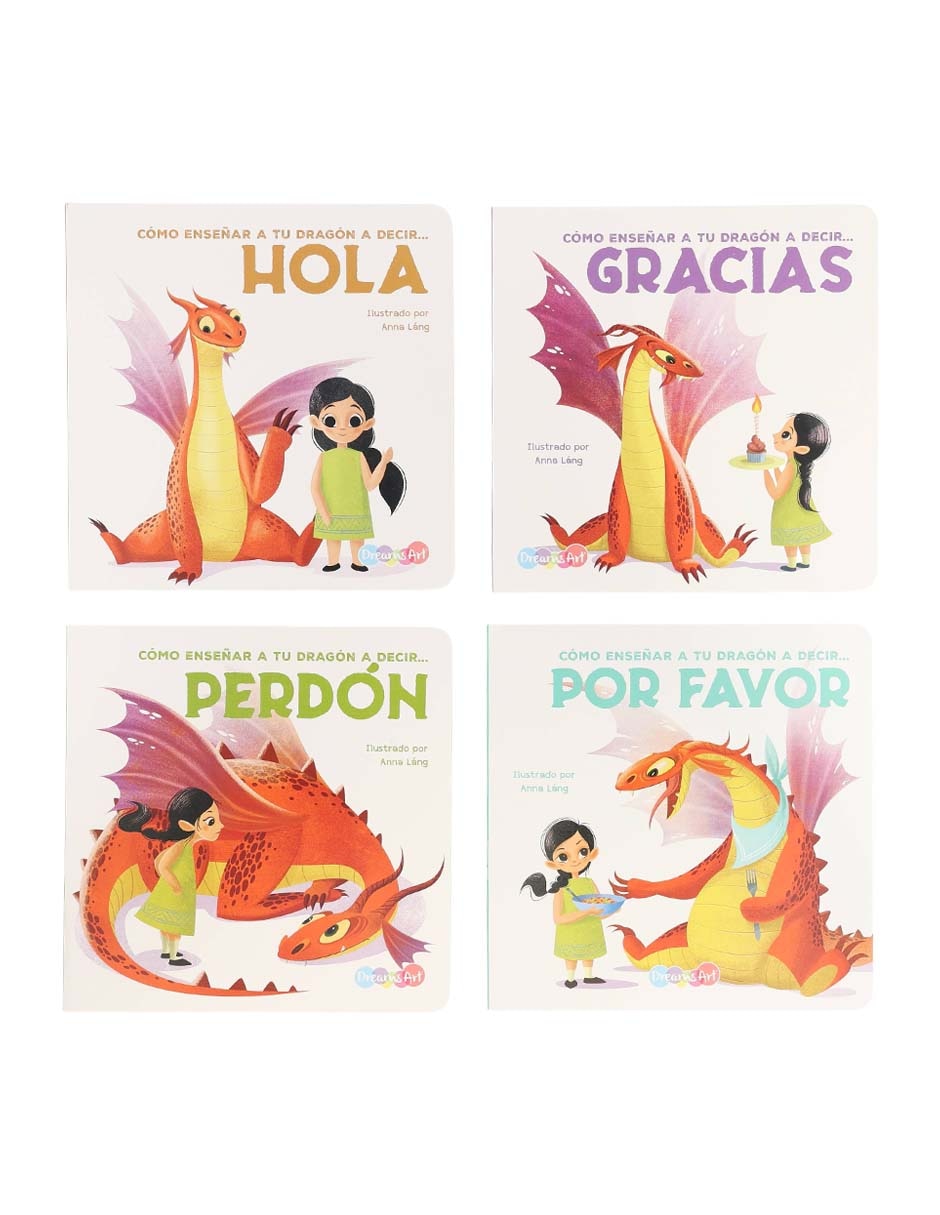 Set de 4 Libros Cómo Enseñar a tu Dragón a Decir: Hola, Gracias, Perdón y Por Favor de Anna Lang