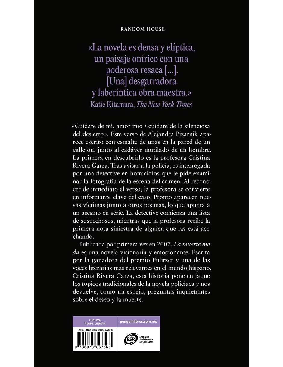 Libro La Muerte Me Da de Cristina Rivera Garza 2