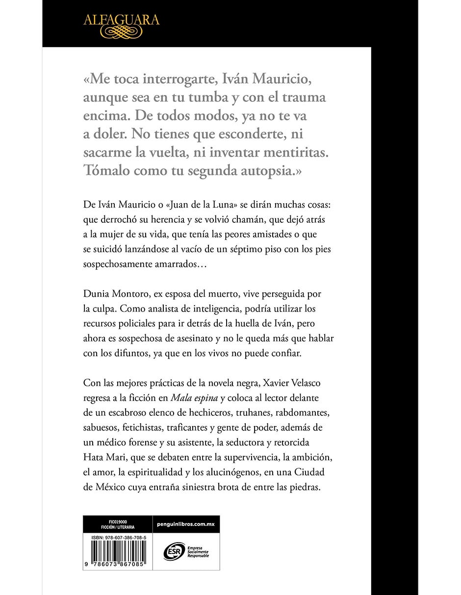 Libro Mala Espina de Xavier Velasco 2