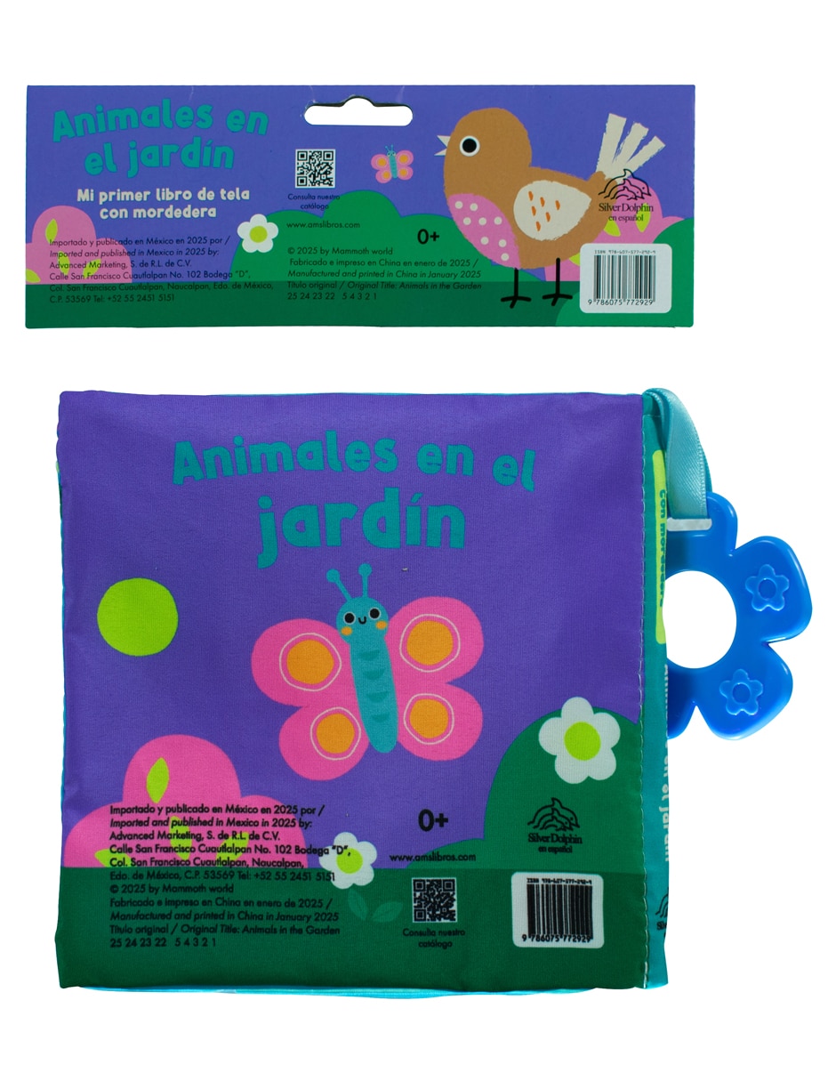 Libro de Tela con Mordedera: Animales En El Jardín de Silver Dolphin 2