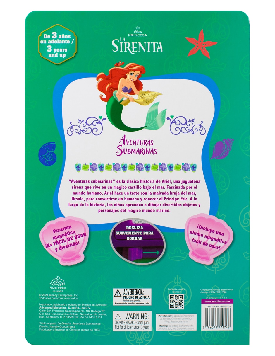 Pizarrón Magnético: Disney Princesa La Sirenita Aventuras Submarinas de Silver Dolphin 2