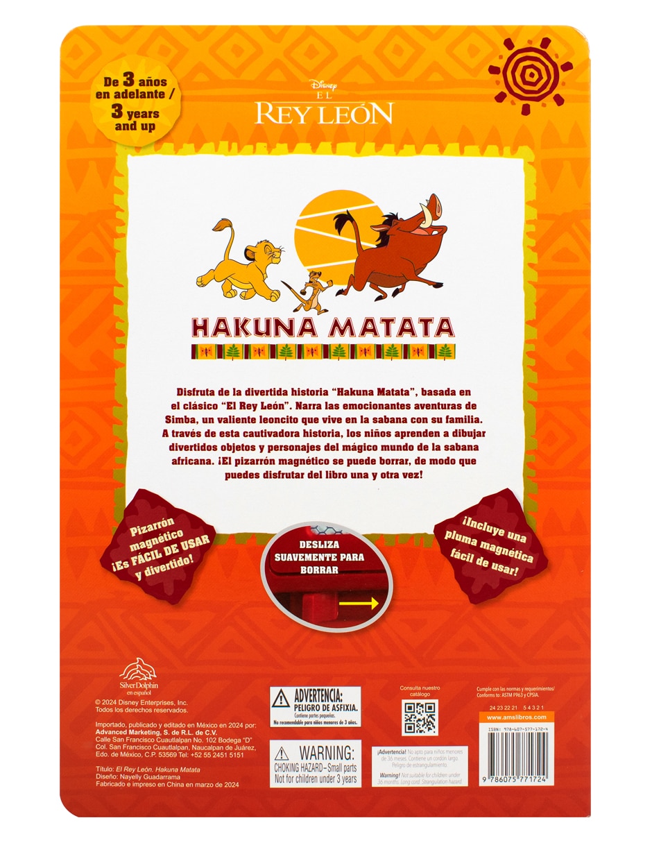 Pizarrón Magnético: Disney El Rey León Hakuna Matata de Silver Dolphin 2