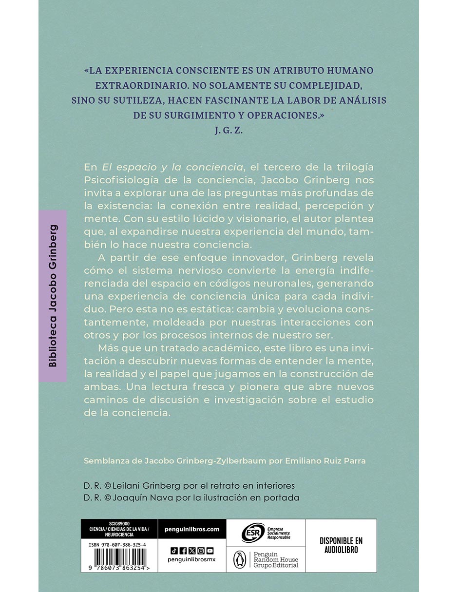 Libro El espacio y la conciencia (psicofisiología de la conciencia 3) de Jacobo Grinberg-Zylberbaum 2
