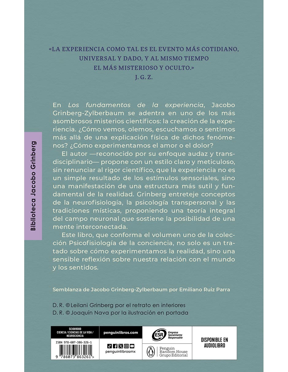 Libro Los fundamentos de la experiencia (psicofisiología de la conciencia 1) de Jacobo Grinberg-Zylberbaum 2