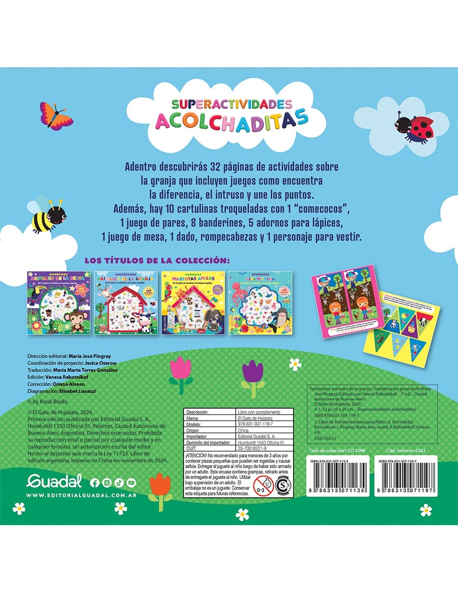 Libro SUPER ACTIVIDADES ALCOLCHADITAS: FANTÁSTICOS ANIMALES DE LA GRANJA de EDITORIAL GUADAL 2