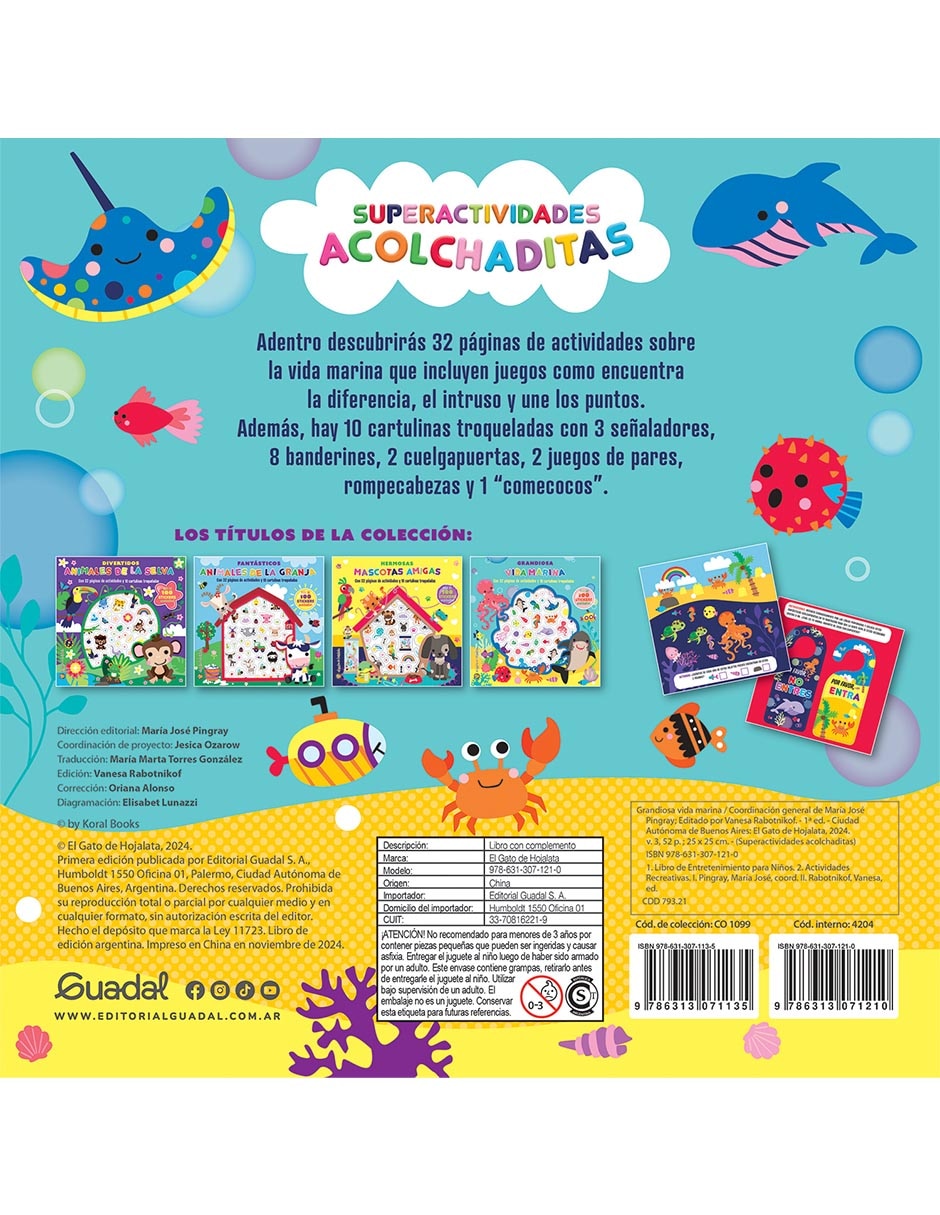 Libro SUPER ACTIVIDADES ALCOLCHADITAS: GRANDIOSA VIDA MARINA de EDITORIAL GUADAL 2