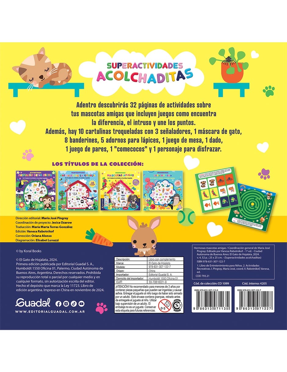 Libro SUPER ACTIVIDADES ALCOLCHADITAS: HERMOSAS MASCOTAS AMIGAS de EDITORIAL GUADAL 2