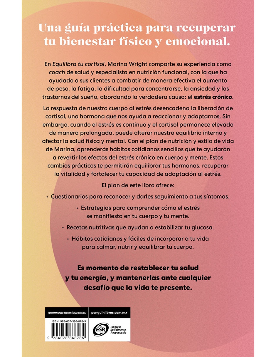 Libro Equilibra tu cortisol de Marina Wright 2
