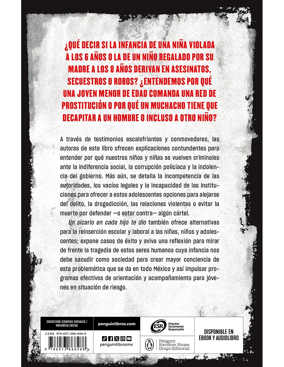 Libro Un Sicario En Cada Hijo Te Dio de Saskia Niño De Rivera Cover 2