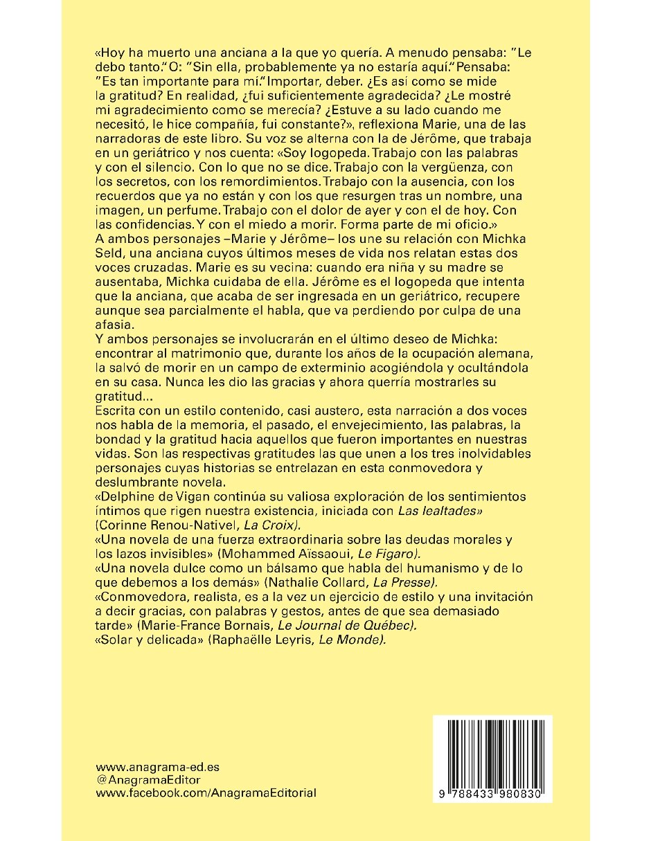 Libro Las Gratitudes de Delphine de Vigan 2