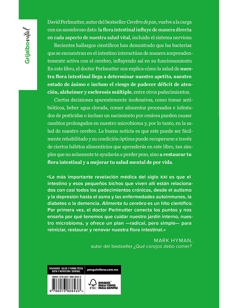 Libro Alimenta tu cerebro de Dr. David Perlmutter 2